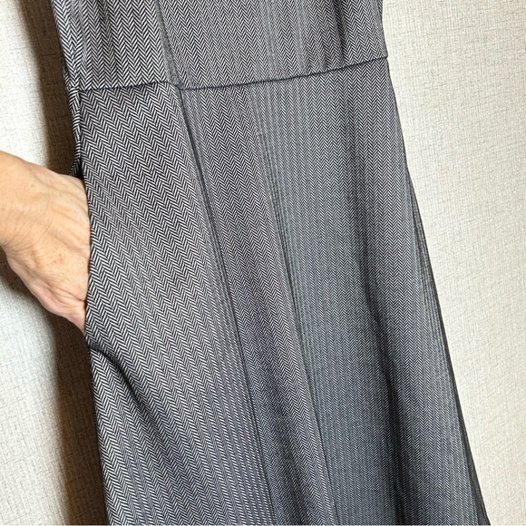 Banana Republic Embroidered A Line Black White Herringbone Dress Office Siren 6 - Picture 7 of 10